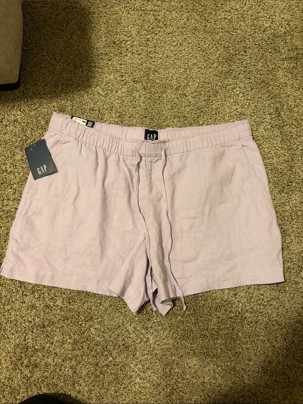GAP Pastel Lavender Drawstring Linen Blend Shorts